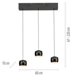 Just Light LED Pendelleuchte Metall warmweiß 60 cm 800 lm Schwarz< Hängelampen|Bürolampen