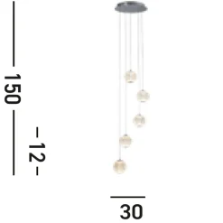 Wohnzimmerlampen|Esszimmer Lampen*Searchlight LED Pendelleuchte Metall 5-flammig 21 W L:30 cm Chrom