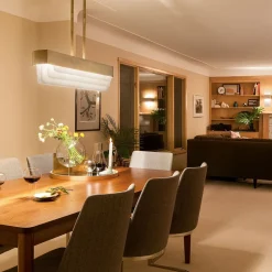 Hängelampen|Led Lampen*Elstead LED Pendelleuchte Metall Glas L: 92,5 cm in Messing