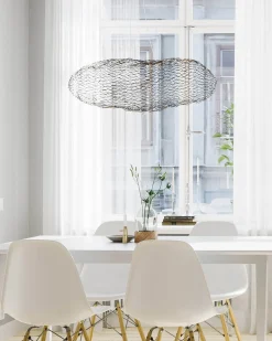 Hängelampen|Led Lampen*By Rydéns LED Pendelleuchte Metall Schwarz 76 cm breit Draht Schirm