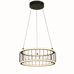 Searchlight LED Pendelleuchte Ring Ø 38 cm Schwarz Weiß 3000 K 1976 lm< Hängelampen|Led Lampen