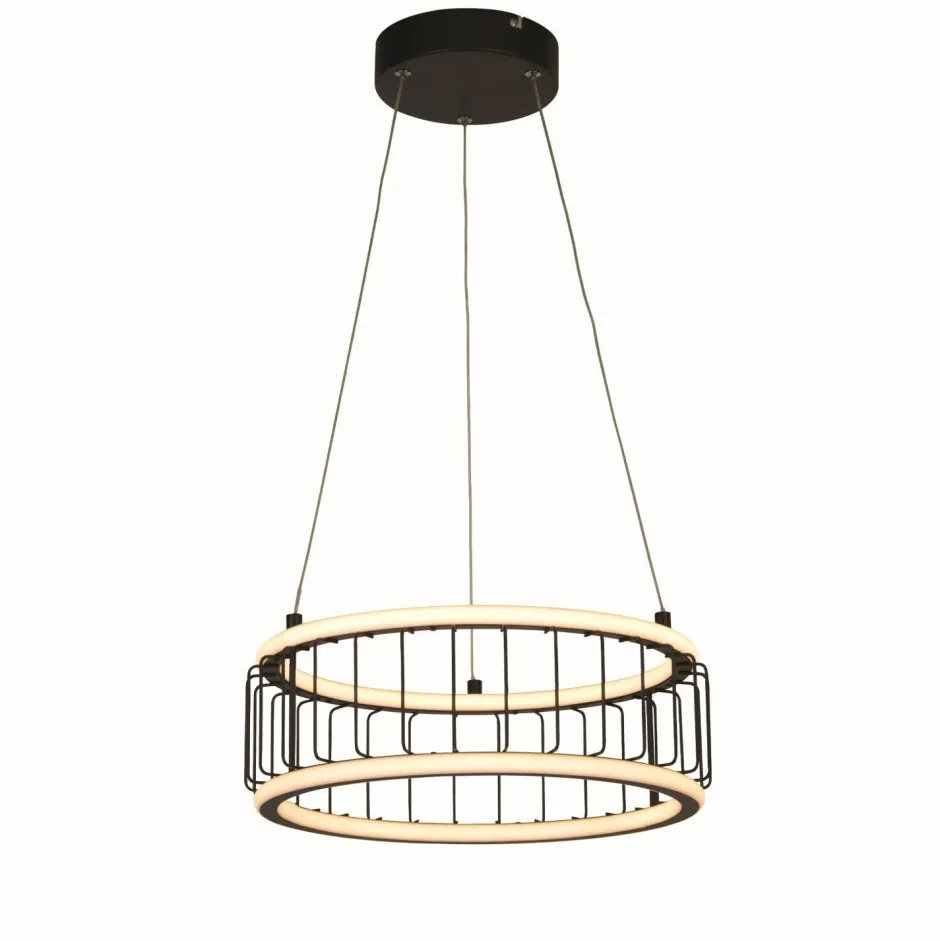 Searchlight LED Pendelleuchte Ring Ø 38 cm Schwarz Weiß 3000 K 1976 lm< Hängelampen|Led Lampen