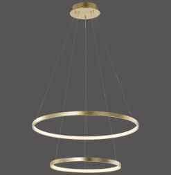 Just Light LED Pendelleuchte Ringe in Gold Metall Ø50 cm 3000 K< Hängelampen|Bürolampen