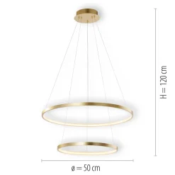 Just Light LED Pendelleuchte Ringe in Gold Metall Ø50 cm 3000 K< Hängelampen|Bürolampen
