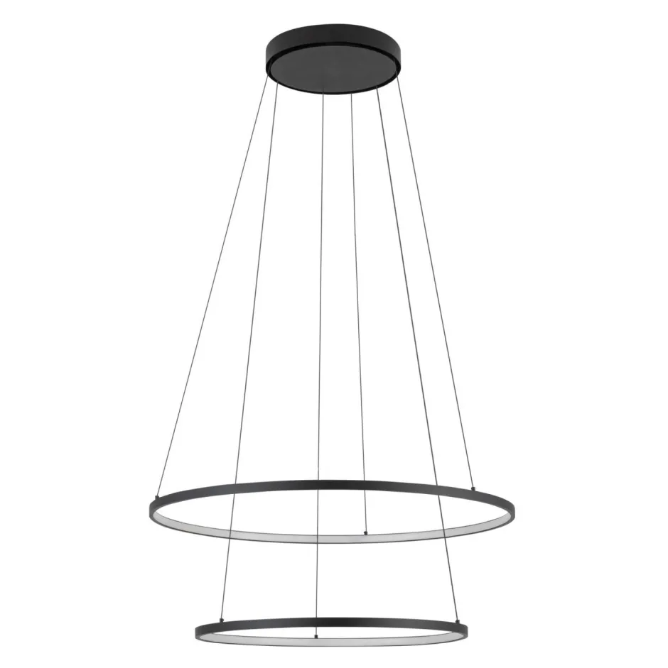 Led Lampen|Schlafzimmer Lampen*Nowodvorski LED Pendelleuchte Schwarz 2 Ringe Metall verstellbar