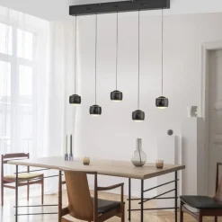 Hängelampen|Bürolampen*Just Light LED Pendelleuchte Schwarz Metall warmweiß 3000 K 110 cm