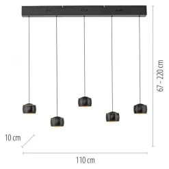 Hängelampen|Bürolampen*Just Light LED Pendelleuchte Schwarz Metall warmweiß 3000 K 110 cm