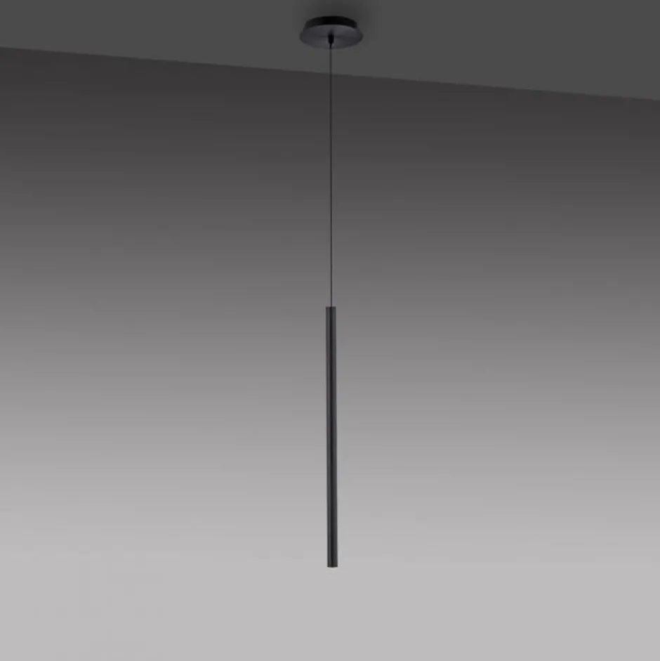 Hängelampen|Bürolampen*Paul Neuhaus LED Pendelleuchte Schwarz Metall Ø2,5 cm rund dimmbar