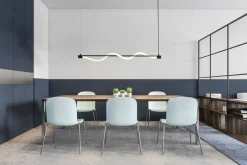 Searchlight LED Pendelleuchte Schwarz matt Weiß Metall 2700 K B: 1 m< Hängelampen|Led Lampen