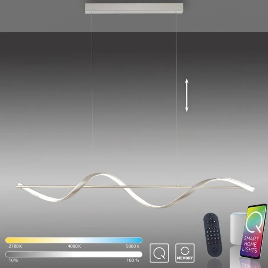 Paul Neuhaus LED Pendelleuchte Silber Fernbedienung 121 cm dimmbar< Hängelampen|Bürolampen