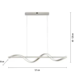 Paul Neuhaus LED Pendelleuchte Silber Fernbedienung 121 cm dimmbar< Hängelampen|Bürolampen