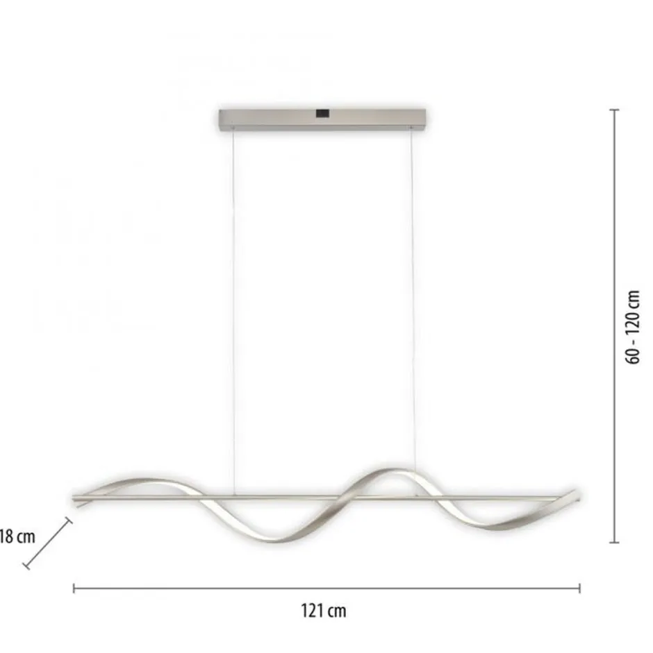 Paul Neuhaus LED Pendelleuchte Silber Fernbedienung 121 cm dimmbar< Hängelampen|Bürolampen