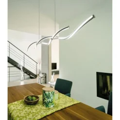 Hängelampen|Bürolampen*Paul Neuhaus LED Pendelleuchte Wellen in Stahl dimmbar 35 W 108 cm