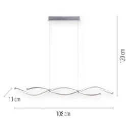 Hängelampen|Bürolampen*Paul Neuhaus LED Pendelleuchte Wellen in Stahl dimmbar 35 W 108 cm