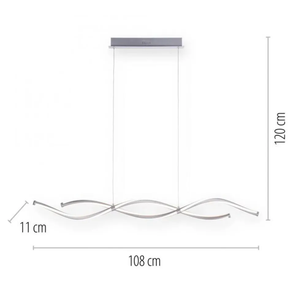 Hängelampen|Bürolampen*Paul Neuhaus LED Pendelleuchte Wellen in Stahl dimmbar 35 W 108 cm