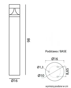 Wegeleuchten|Led Außenleuchten*SU-MA LED Pollerleuchte Aluminium in Dunkelgrau IP65 98 cm