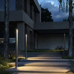 Wegeleuchten|Led Außenleuchten*Maytoni LED Pollerleuchte Metall 200 cm hoch IP65 Graphit eckig