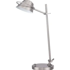Led Lampen|Tischlampen*Elstead LED Schreibtischlampe dimmbar Metall in Nickel 51 cm