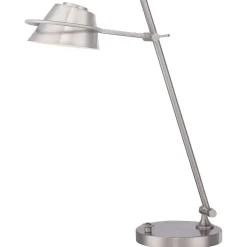 Led Lampen|Tischlampen*Elstead LED Schreibtischlampe dimmbar Metall in Nickel 51 cm