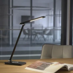 Bürolampen|Schlafzimmer Lampen*Just Light LED SchreibTischlampe Schwarz Touch 680 lm verstellbar