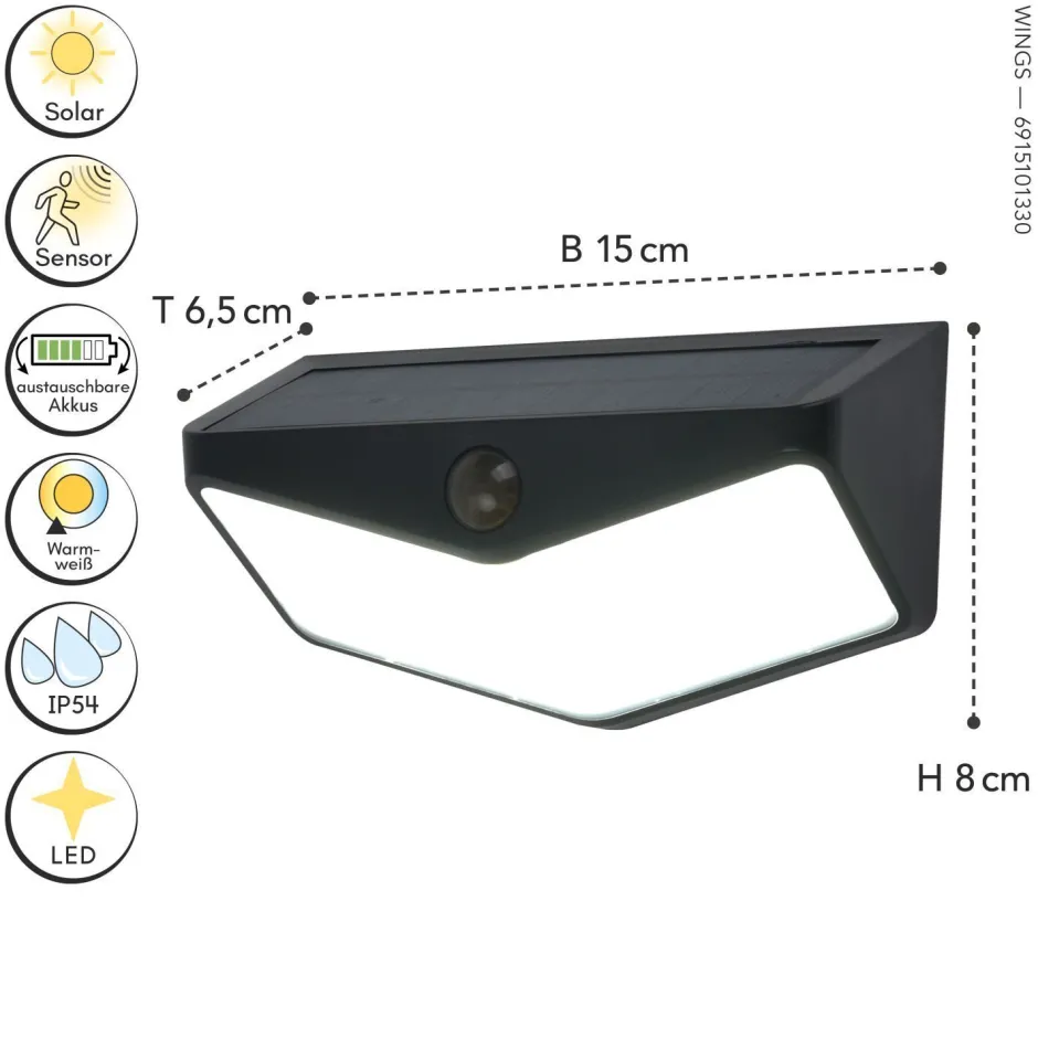 Solarleuchten|Led Außenleuchten*Eco-Light LED Solar Außenlampe Bewegungsmelder dimmbar IP44 4 W