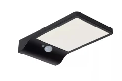 LED Solar Wandleuchte mit Bewegungsmelder Schwarz IP44< Außenwandleuchten|Solarleuchten