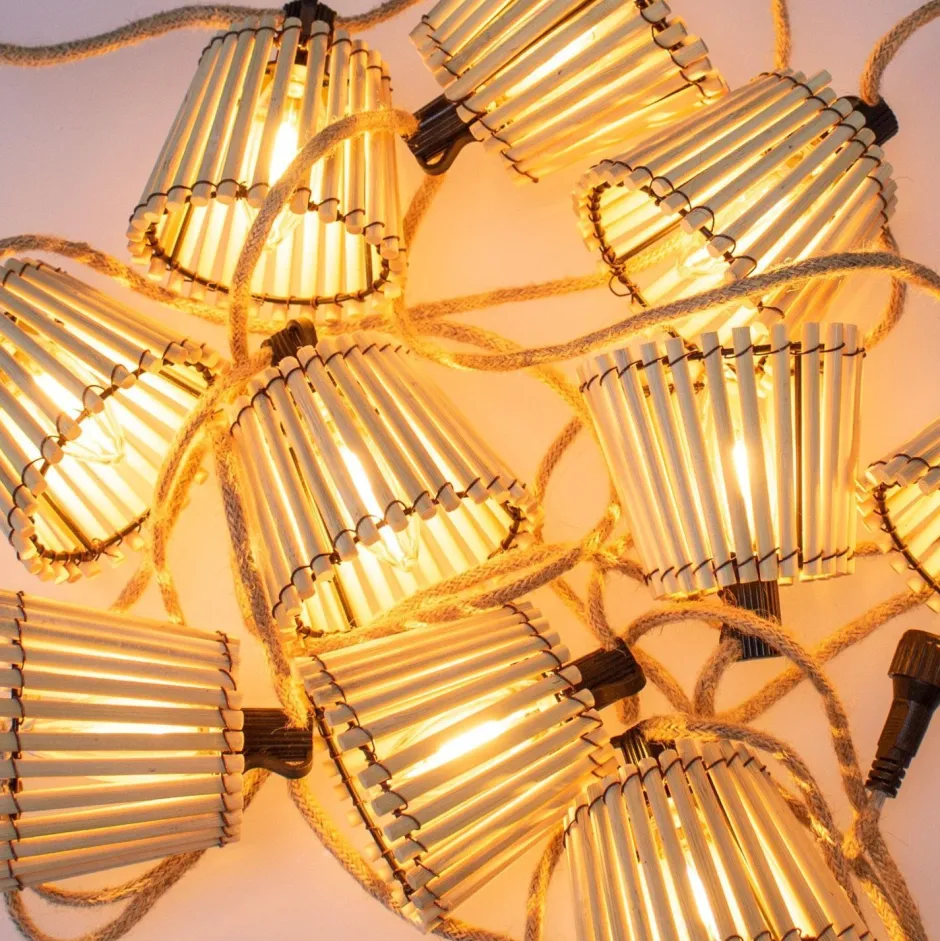 Newgarden LED Solarlichterkette 5m lang IP44 2200 K Bambus Schirme< Außenlichterketten|Solarleuchten