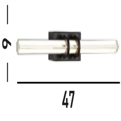 Flurlampen|Metall Lampen*Searchlight LED Spiegelleuchte Metall Glas Schwarz IP44 B:46,5 cm