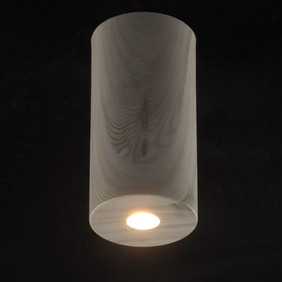 Led Lampen|Spots*Glasberg LED Spot in Holz Weiß rund Modern 3000K wohnlich