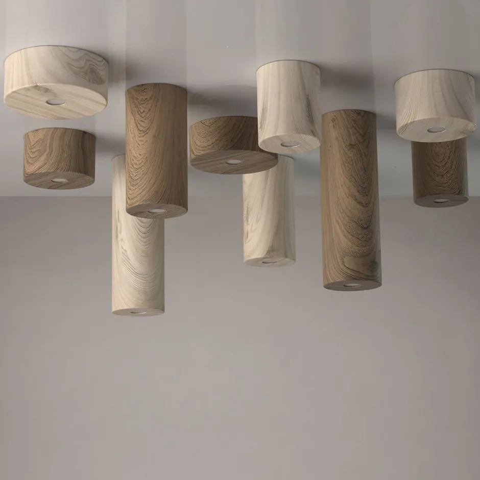 Led Lampen|Spots*Glasberg LED Spot in Holz Weiß rund Modern 3000K wohnlich