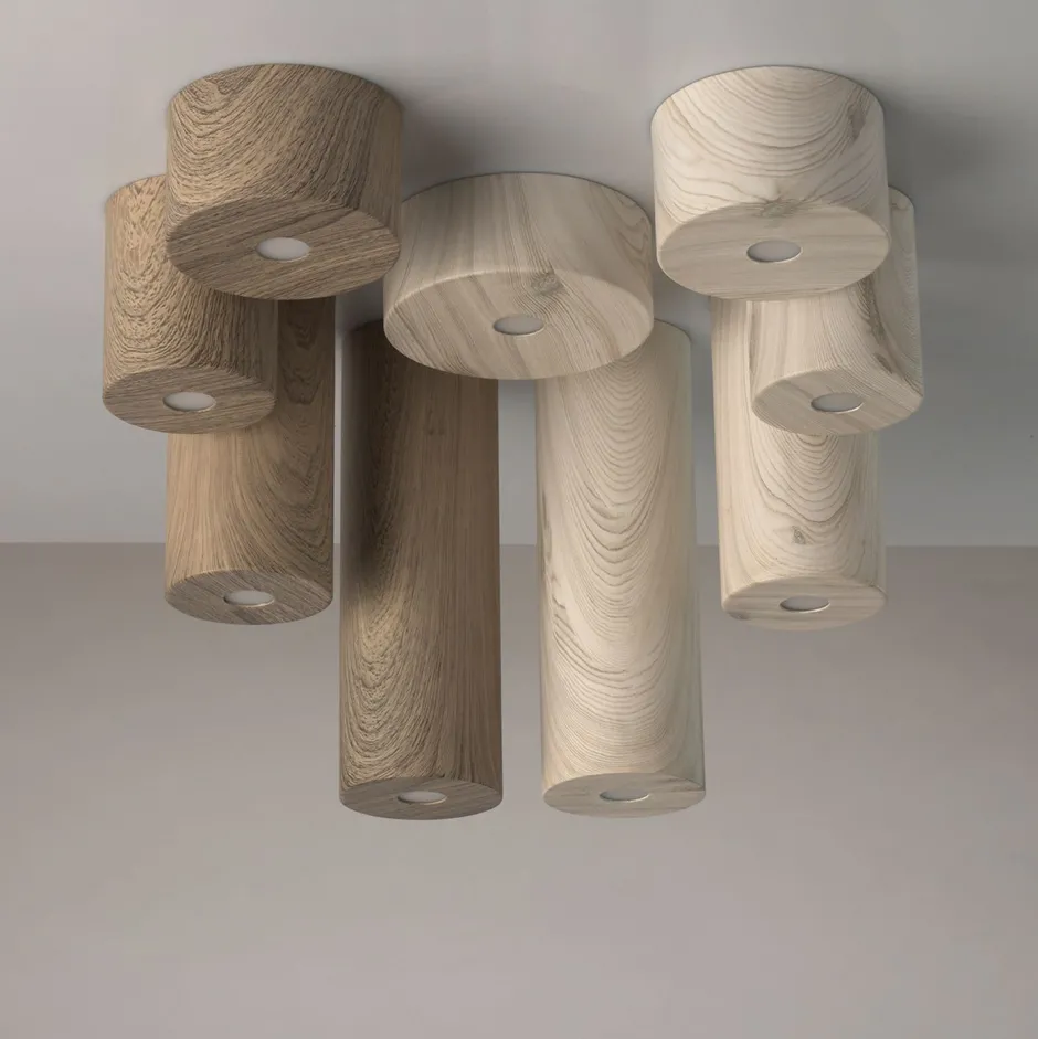 Led Lampen|Spots*Glasberg LED Spot in Holz Weiß rund Modern 3000K wohnlich