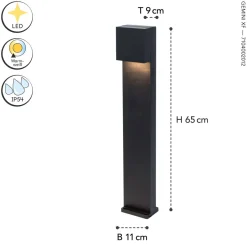 Eco-Light LED Stehlampe außen Schwarz IP54 10 W 65 cm Aluminium< Metall Lampen|Wegeleuchten