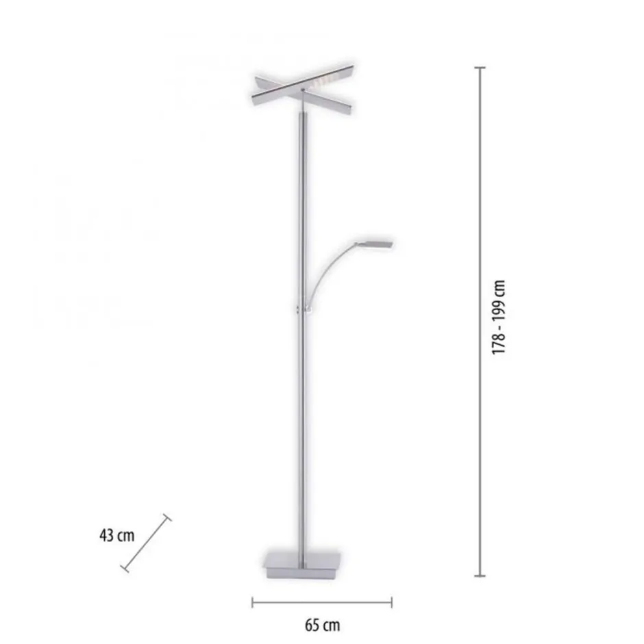 Wohnzimmerlampen|Metall Lampen*Paul Neuhaus LED Stehlampe dimmbar Leselicht in Stahl Glas 199 cm