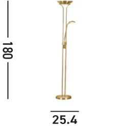 Wohnzimmerlampen|Glaslampen*Searchlight LED Stehlampe mit Dimmer Metall Glas 180 cm in Messing