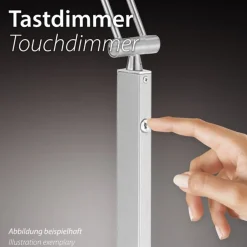 Wohnzimmerlampen|Metall Lampen*Paul Neuhaus LED Stehlampe mit Lesearm in Stahl Glas 200 cm 5770 lm