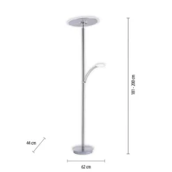 Wohnzimmerlampen|Metall Lampen*Paul Neuhaus LED Stehlampe mit Lesearm in Stahl Glas 200 cm 5770 lm