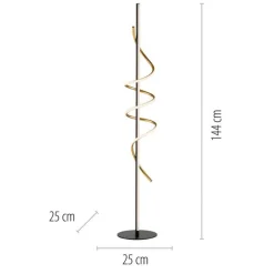 Just Light LED Stehleuchte dimmbar 144 cm 3000 lm Schwarz Messing< Wohnzimmerlampen|Metall Lampen