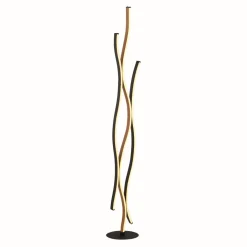 Led Lampen|Metall Lampen*Searchlight LED Stehleuchte dimmbar Wellen Schwarz Natur 138,5 cm