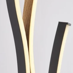 Led Lampen|Metall Lampen*Searchlight LED Stehleuchte dimmbar Wellen Schwarz Natur 138,5 cm