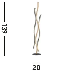 Led Lampen|Metall Lampen*Searchlight LED Stehleuchte dimmbar Wellen Schwarz Natur 138,5 cm