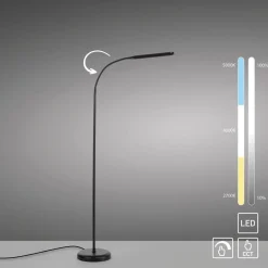 Wohnzimmerlampen|Metall Lampen*Just Light LED Stehleuchte Metall Schwarz Touch 125 cm verstellbar