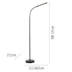Wohnzimmerlampen|Metall Lampen*Just Light LED Stehleuchte Metall Schwarz Touch 125 cm verstellbar
