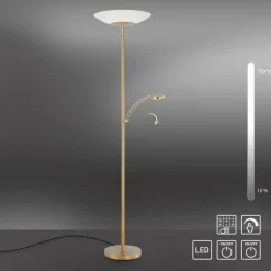 Paul Neuhaus LED Stehleuchte mit Lesearm Messing Glas 181 cm 3900 lm< Wohnzimmerlampen|Metall Lampen