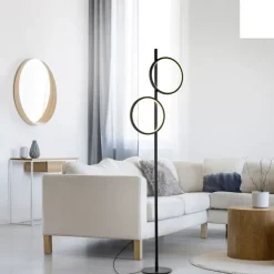 Just Light LED Stehleuchte Schwarz Metall Ringe 151 cm 1290 lm< Wohnzimmerlampen|Metall Lampen