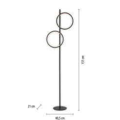 Just Light LED Stehleuchte Schwarz Metall Ringe 151 cm 1290 lm< Wohnzimmerlampen|Metall Lampen
