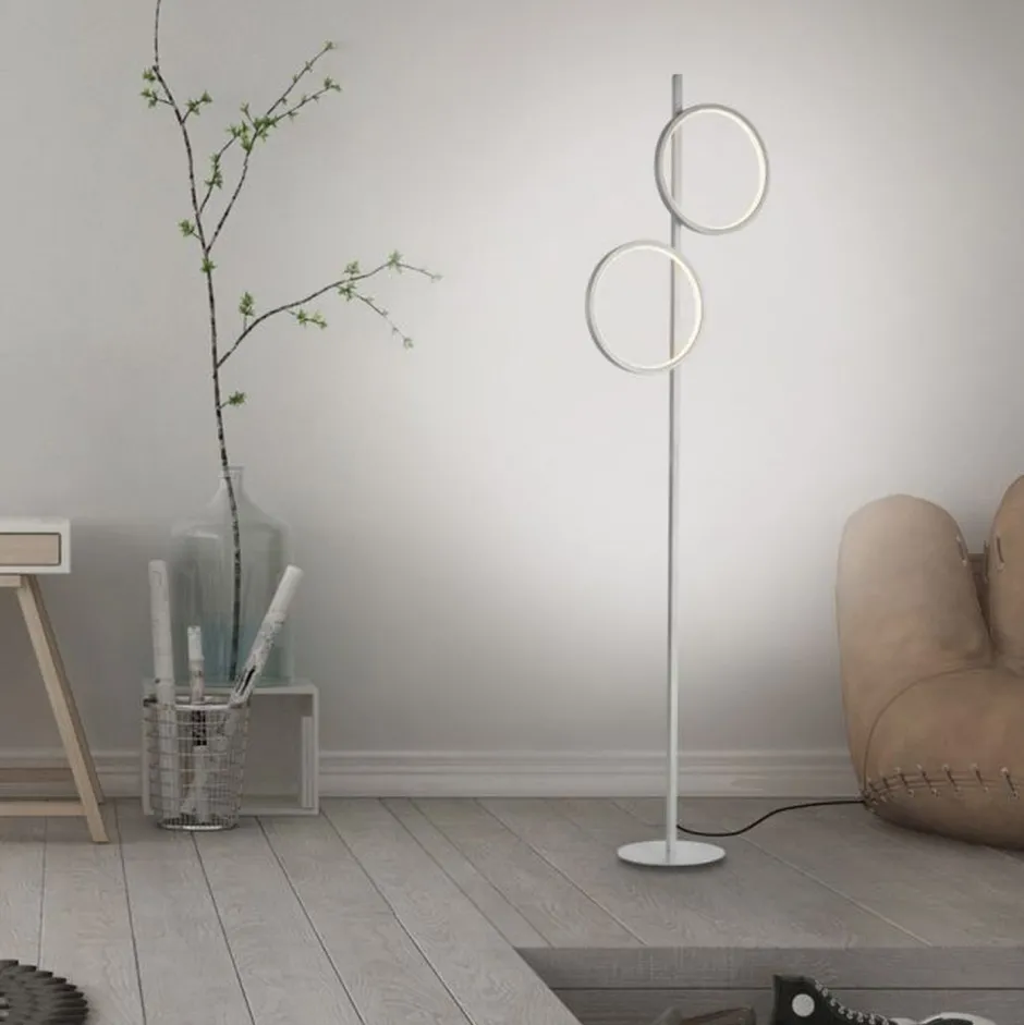 Wohnzimmerlampen|Metall Lampen*Just Light LED Stehleuchte Silber Metall Ringe 151 cm 1290 lm 10 W