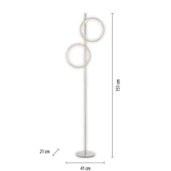 Wohnzimmerlampen|Metall Lampen*Just Light LED Stehleuchte Silber Metall Ringe 151 cm 1290 lm 10 W