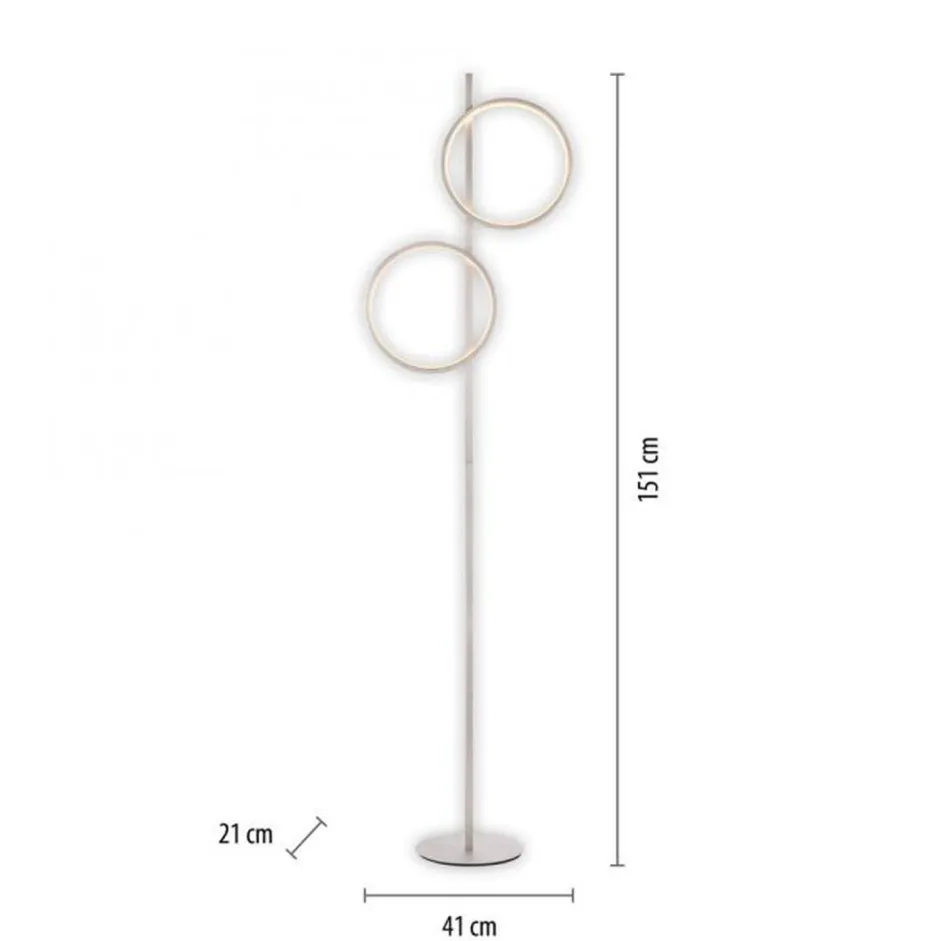 Wohnzimmerlampen|Metall Lampen*Just Light LED Stehleuchte Silber Metall Ringe 151 cm 1290 lm 10 W