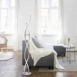 Wohnzimmerlampen|Metall Lampen*Paul Neuhaus LED Stehleuchte Wellen in Stahl dimmbar 53 W 140 cm