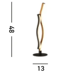 Led Lampen|Tischlampen*Searchlight LED Tischlampe dimmbar Schwarz Natur 48 cm Wellen